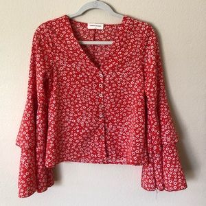 Red Floral Blouse